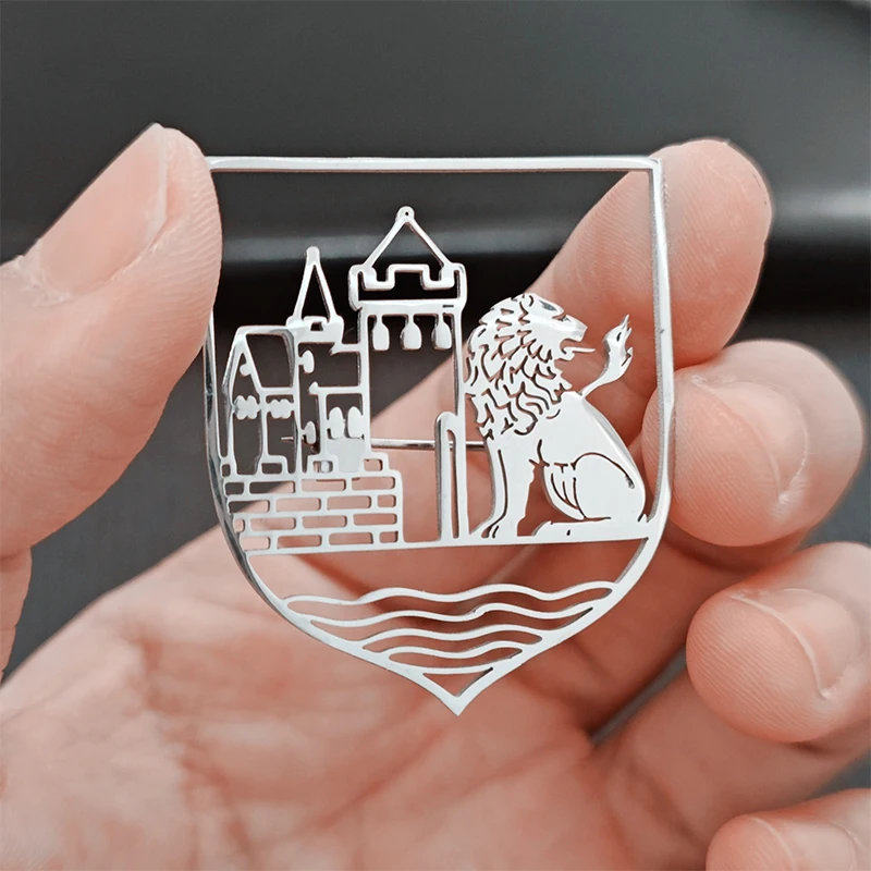 مخصص الفولاذ المقاوم للصدأ شعار بروش مخصص Compay الموظف بروش نادي شعار متجر شعار المضادة للحساسية شارة معدنية هدية الكريسماس #6