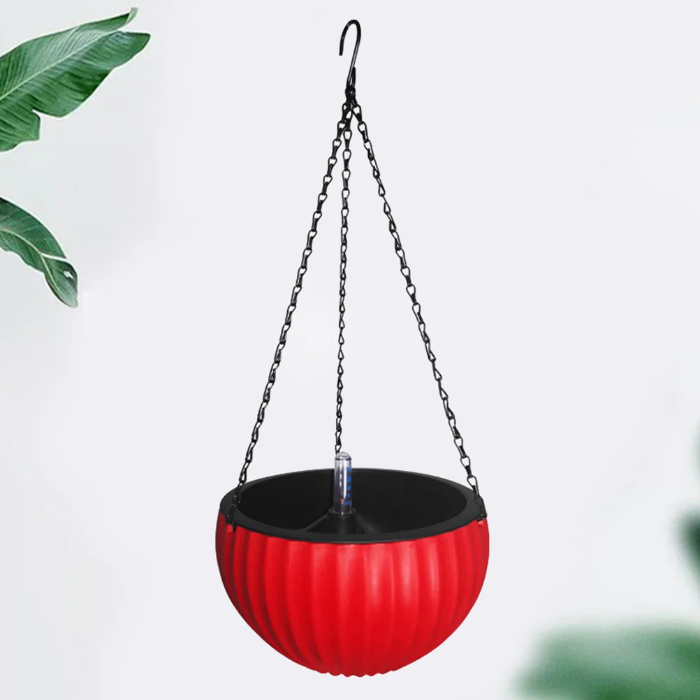 

Automatic Water Suction Flower Pot Thickened Plastic Hanging Basket For Home Red 260X160Mm Breathable Design Clear Water