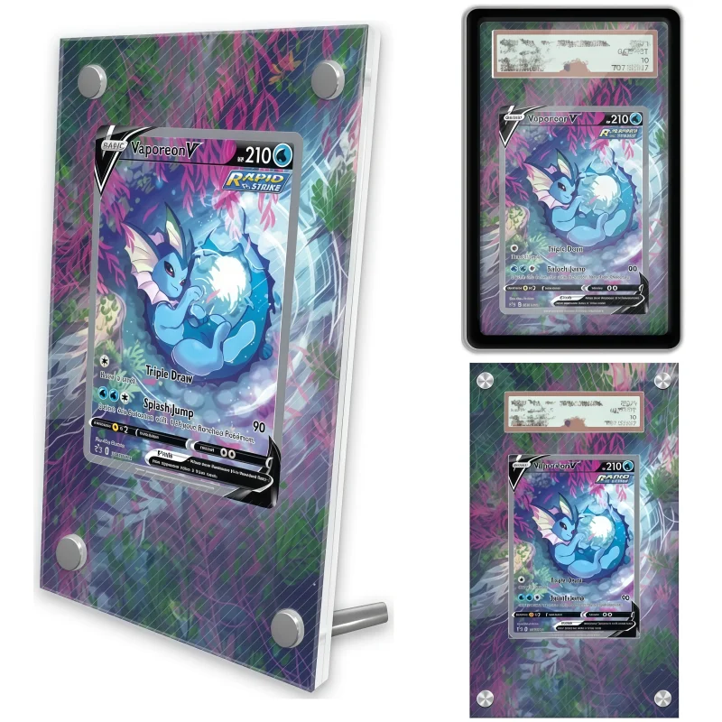 display-de-arte-anime-para-pokemon-espada-e-escudo-vaporeon-estojo-protetor-de-acrilico-para-arte-de-jogo-anime-chaveiro-brinquedos-de-nivel-de-avaliacao