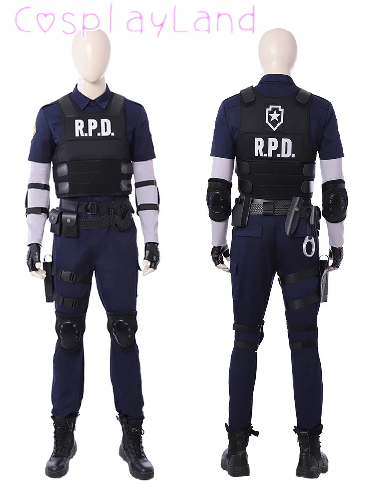 Resident 2 Cosplay Re Leon Scott Kennedy Cosplay Kostuum Met Leon Vest Mannen Halloween Kostuums Masqurade Comic Con Roleplay Pak