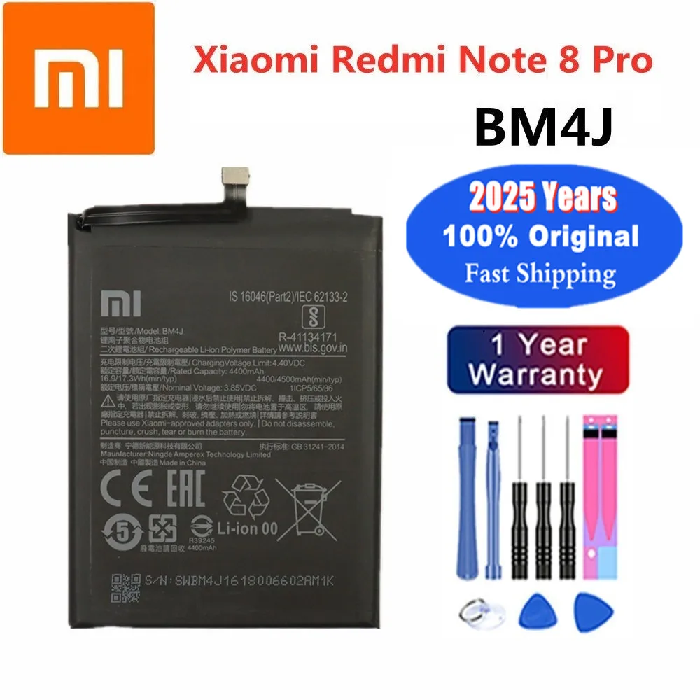 2024 Years New 100% Original Battery BM4J For Xiaomi Redmi Note 8 Pro Note8 Pro 8Pro 4500mAh Phone Battery Fast Shipping + Tools