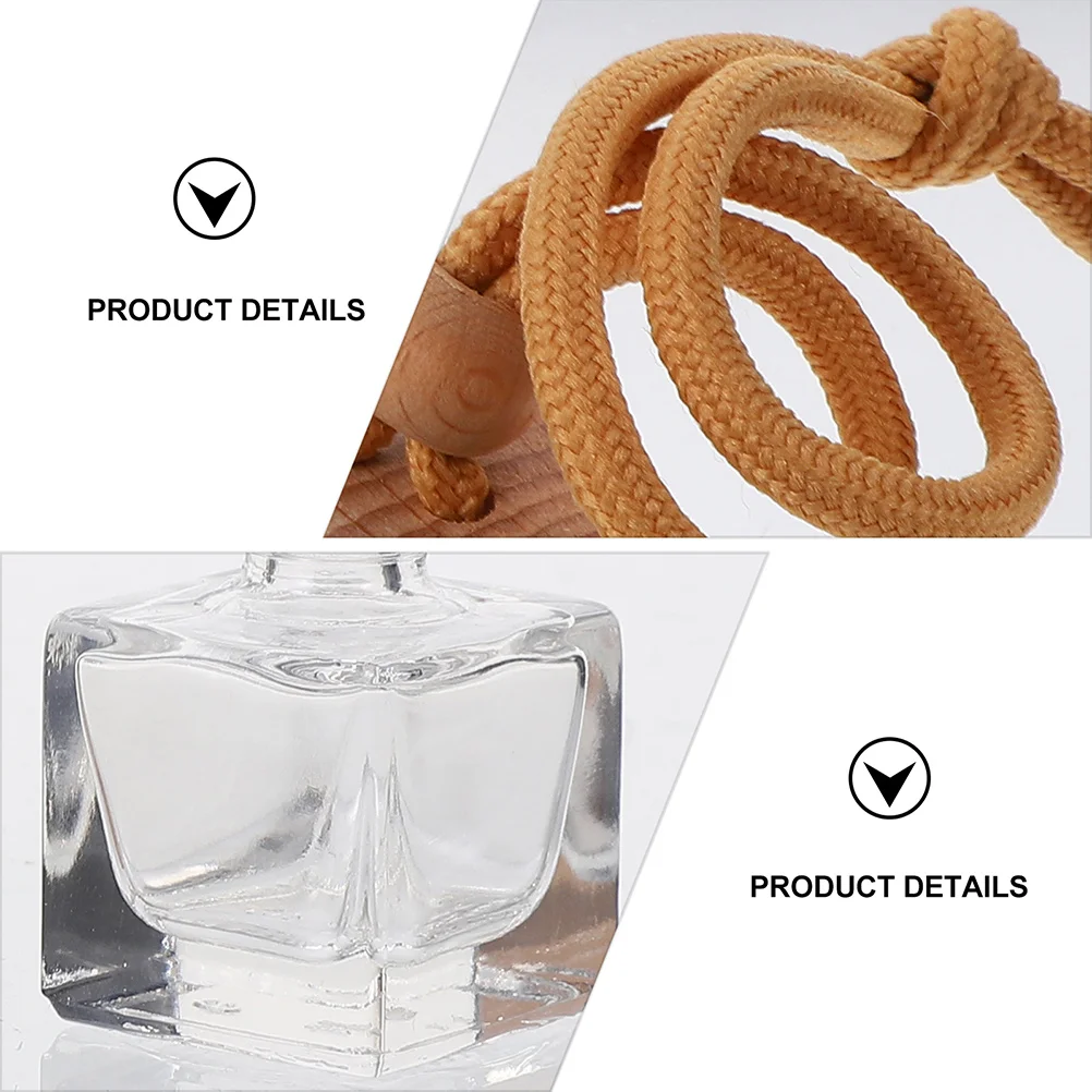 

12 Pcs Car Perfume Bottle Air Freshener Aromatherapy Diffuser Bottles Decorate Pendant Clear Glass Wood Hanging