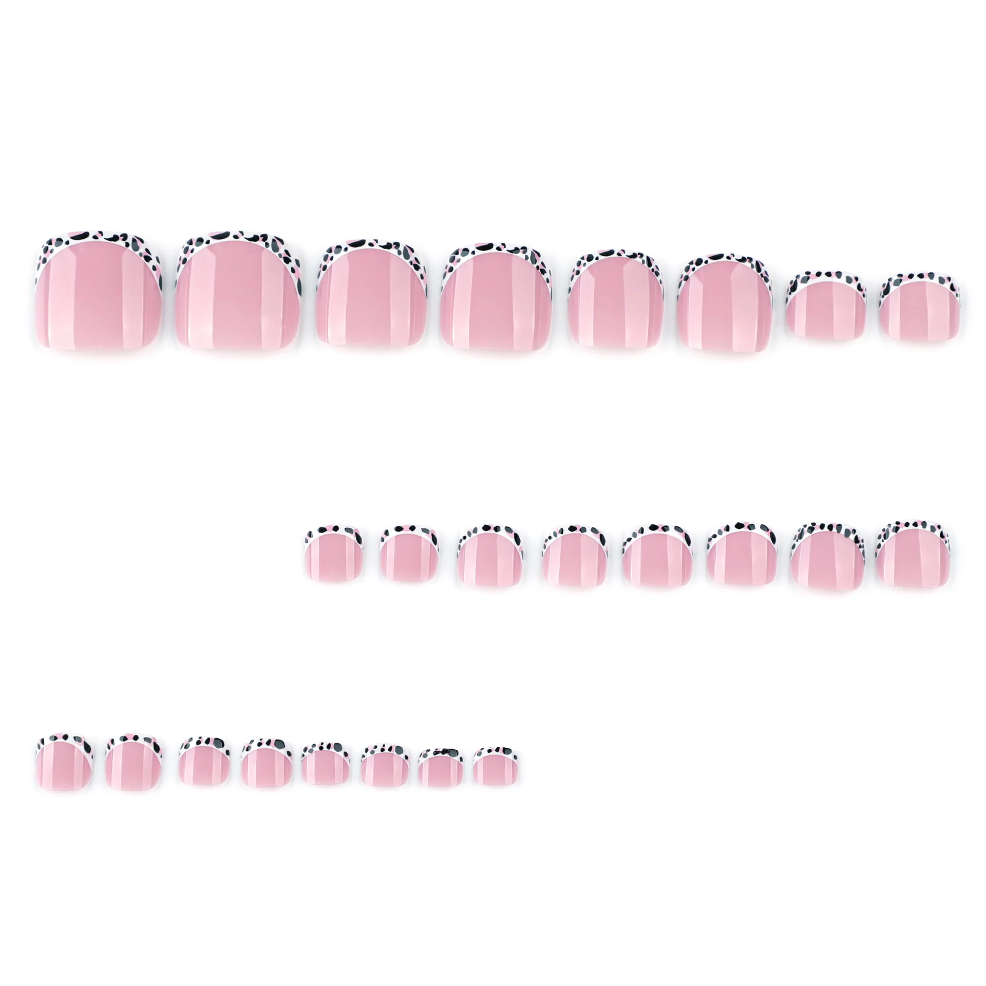 24 pezzi French False Toe Nail Press on Toe Nail Stampe leopardate europee Unghie finte Acrilico Riutilizzabile Toe Nail Decorate