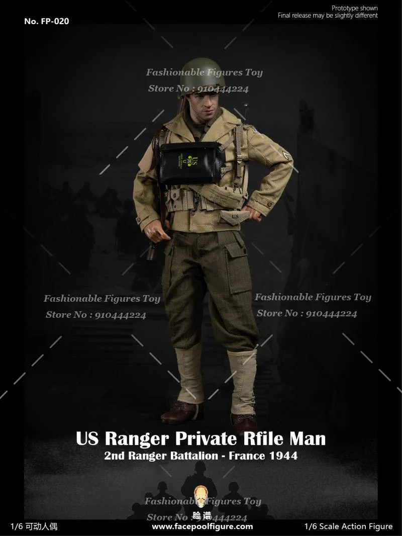 FP020 1/6 Men Soldier US Ranger Private Rfile Man 2nd Ranger Battalion-France 1944 12inch Action Figure Model Collectible Toys