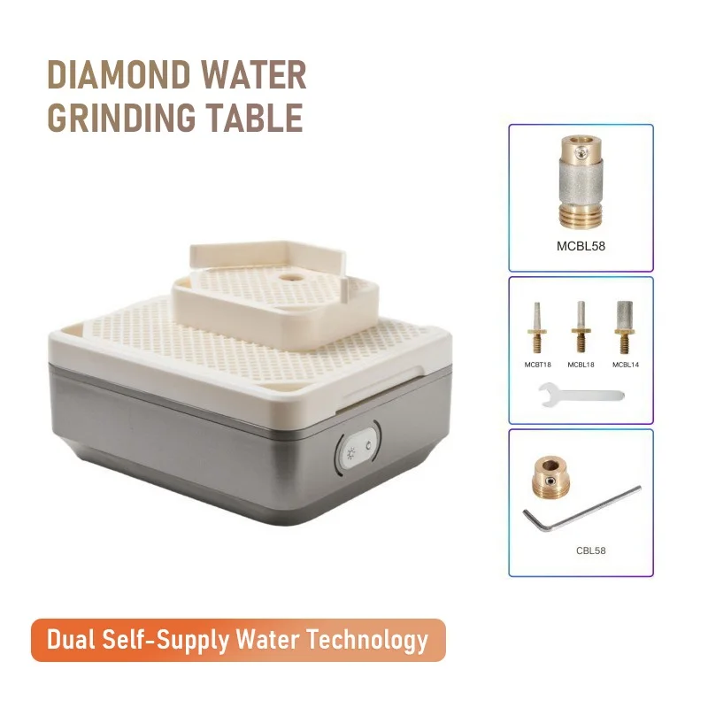 Dual-Layer Diamond Water Grinding Table 220V 4200RPM Self-Supply Water Tool for Jewelry Stone Polishing 200*200mm