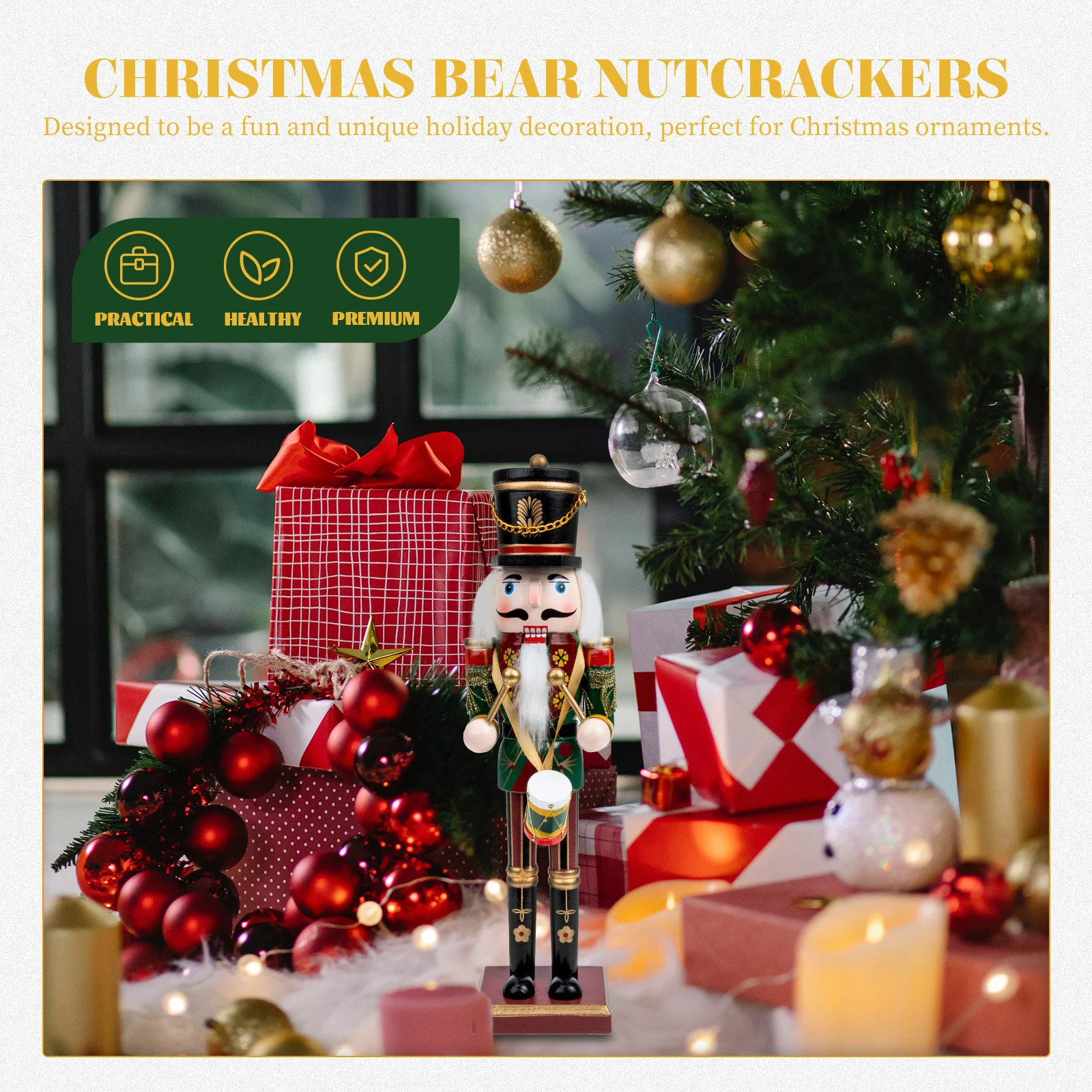 

Christmas Nutcracker Ornament Wooden Desktop Decor Xmas Gift for Kids Holiday Advent Calendar Inflatable Puppet Toddler Toy