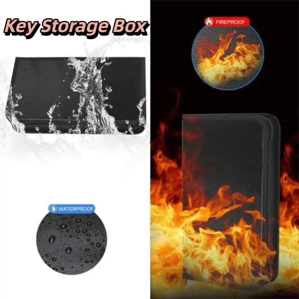 Smooth Zipper Design Portable Key Storage Box Fire Resistant Material Waterproof Material Waterproof Key Pouch Compact Size