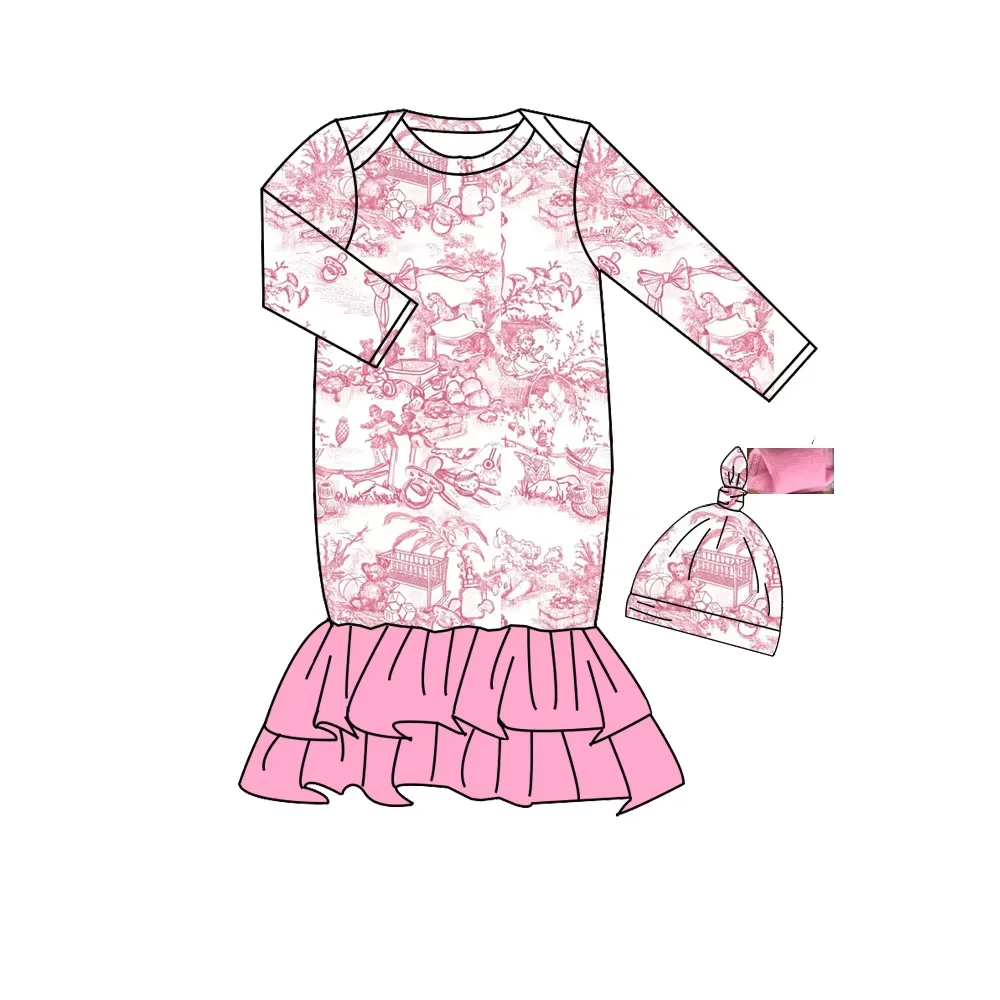 ملابس أطفال جديدة بأكمام طويلة لحديثي الولادة بطانية أطفال بفيونكة أرجوانية