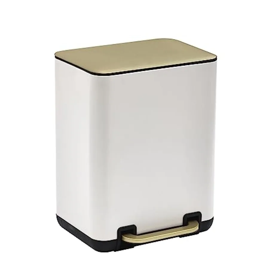 

6 Liter 1.58 Gallon Small Trash Can with Plastic Inner Buckets; Rectangle Bathroom Office Kitchen and Bedroom Step On and Slow