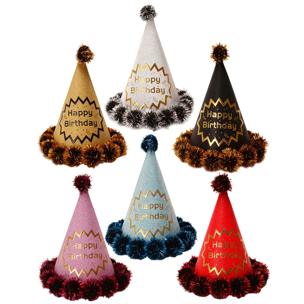 

6 Pcs Hats 20cm Gilding Caps Hat For Baby Birthday Supplies Kids Adult Pet Birthday Party Hat Photo Prop