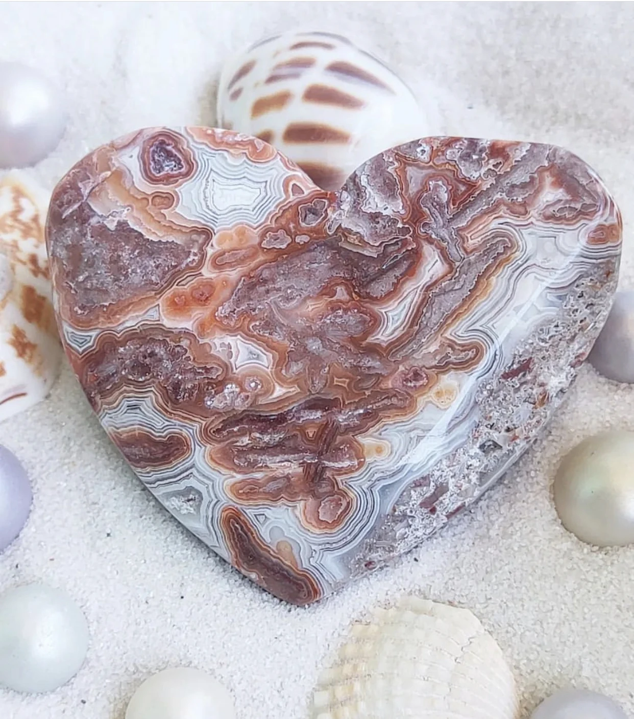 Natural Mexico Agate Heart Crazy Lace Mineral Healing Love Shape  Ornaments Stone Crafts Mineral Home Decoration Gift