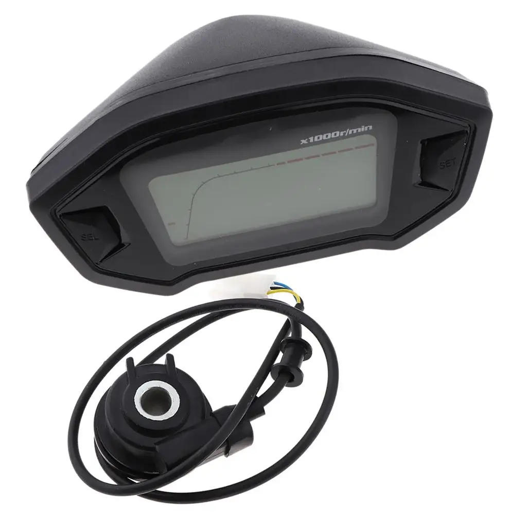 Universal 5 Gear 7 Backlight LCD Motorcycle Speedometer Odometer Gauge 13000 RPM 199 KMH MPH