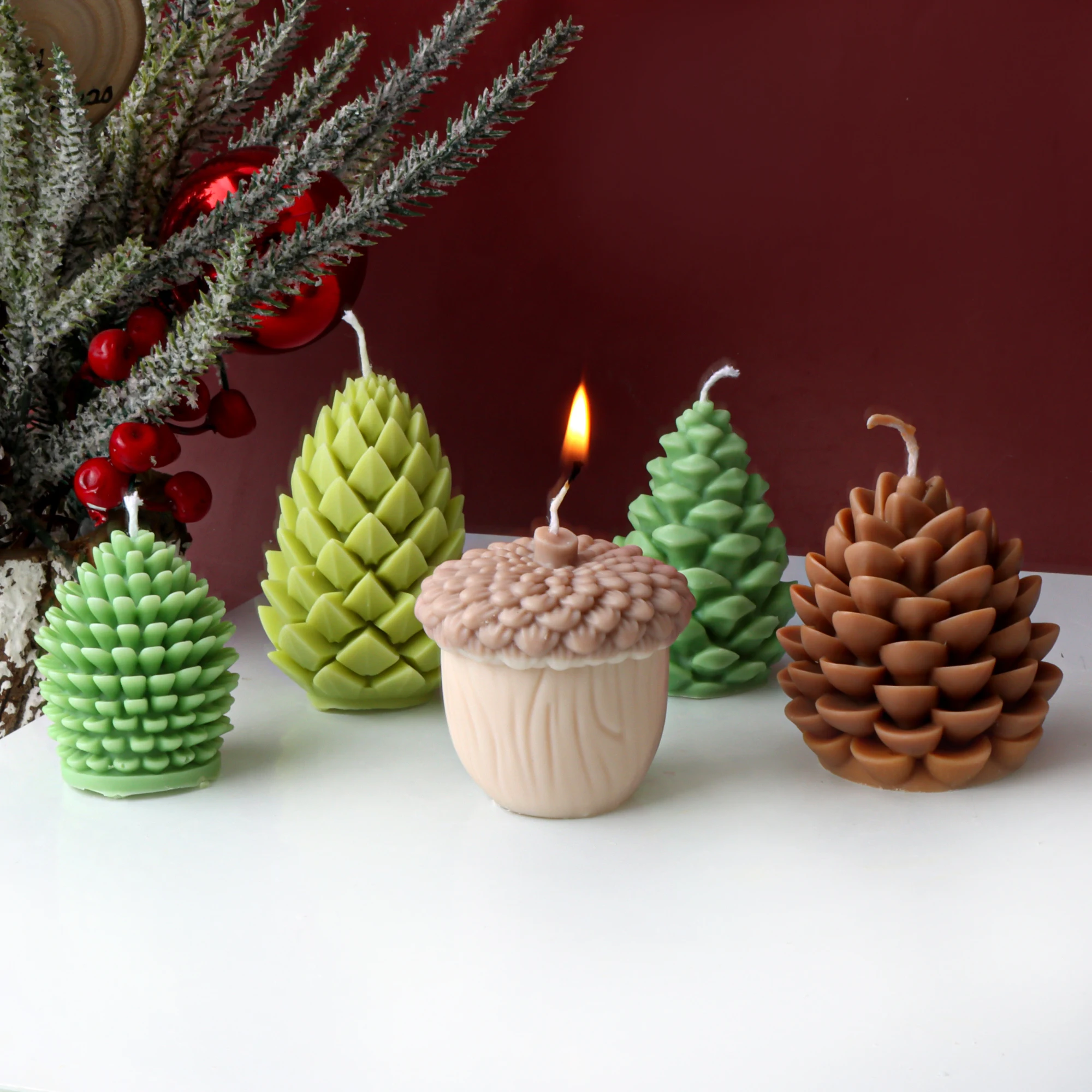 DIY Pinecone Candle Silicone Hazelnut Mold Handmade Acorn Cup Scented Candle Resin Gypsum Mold Cake Baking Tool Home Decor Gifts