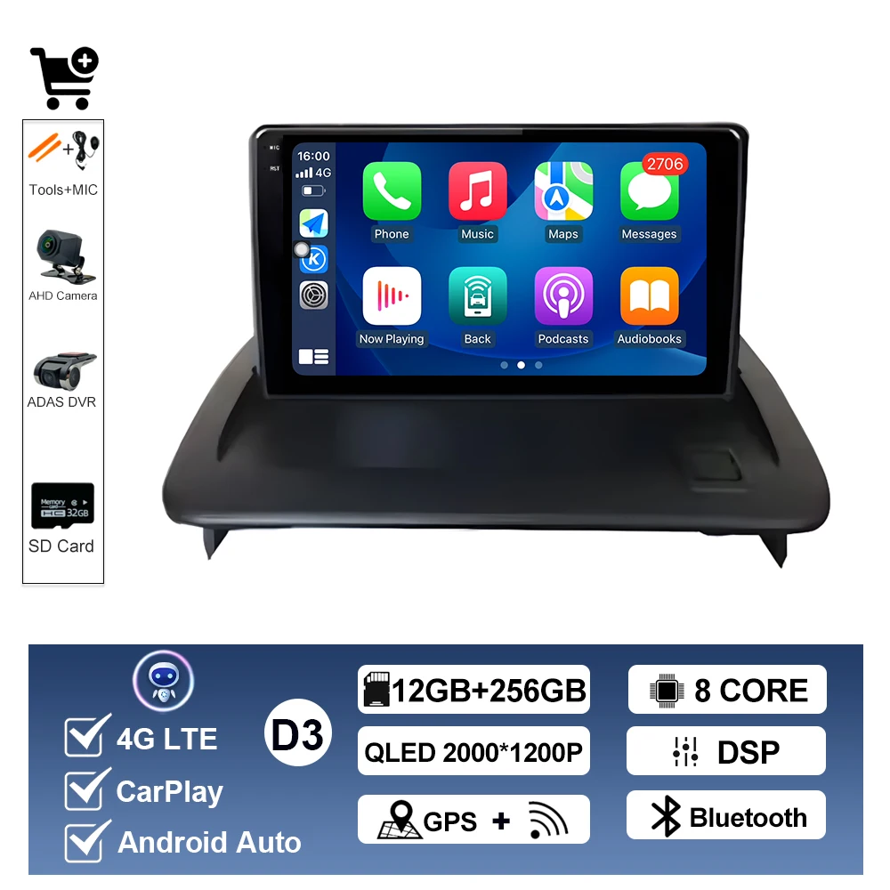 Draadloze CarPlay Voor Volvo C30 S40 V50 C70 2004-2012 Autoradio Multimedia Display Touchscreen Android auto Head Unit navigatie