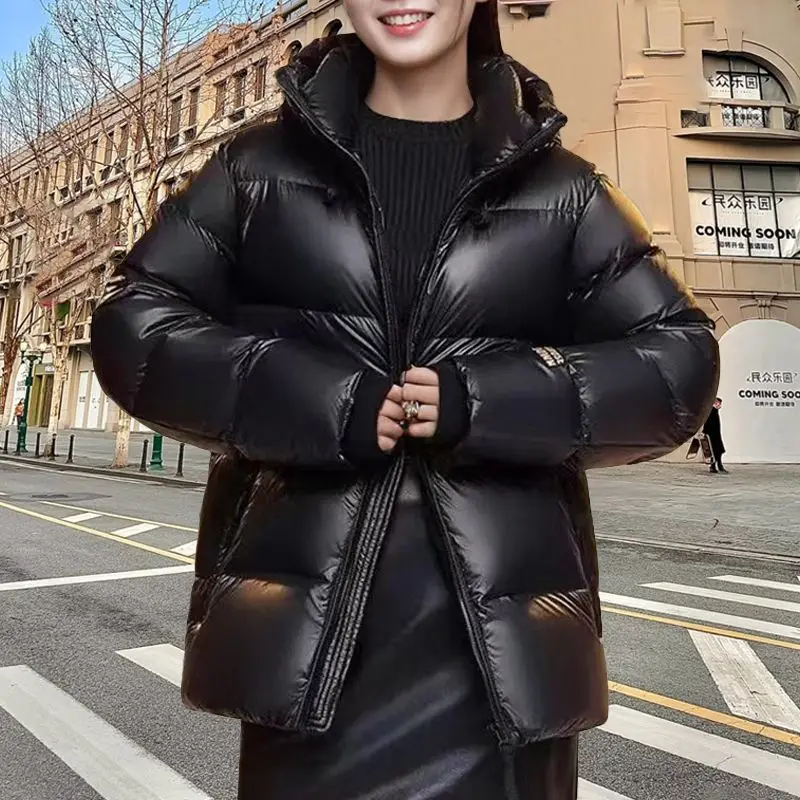 

Женская куртка на белом утином пуху, зимнее короткое пуховое пальто с капюшоном, женская куртка-пуховик в корейском стиле с капюшоном casaca sin manga mujer JK-160