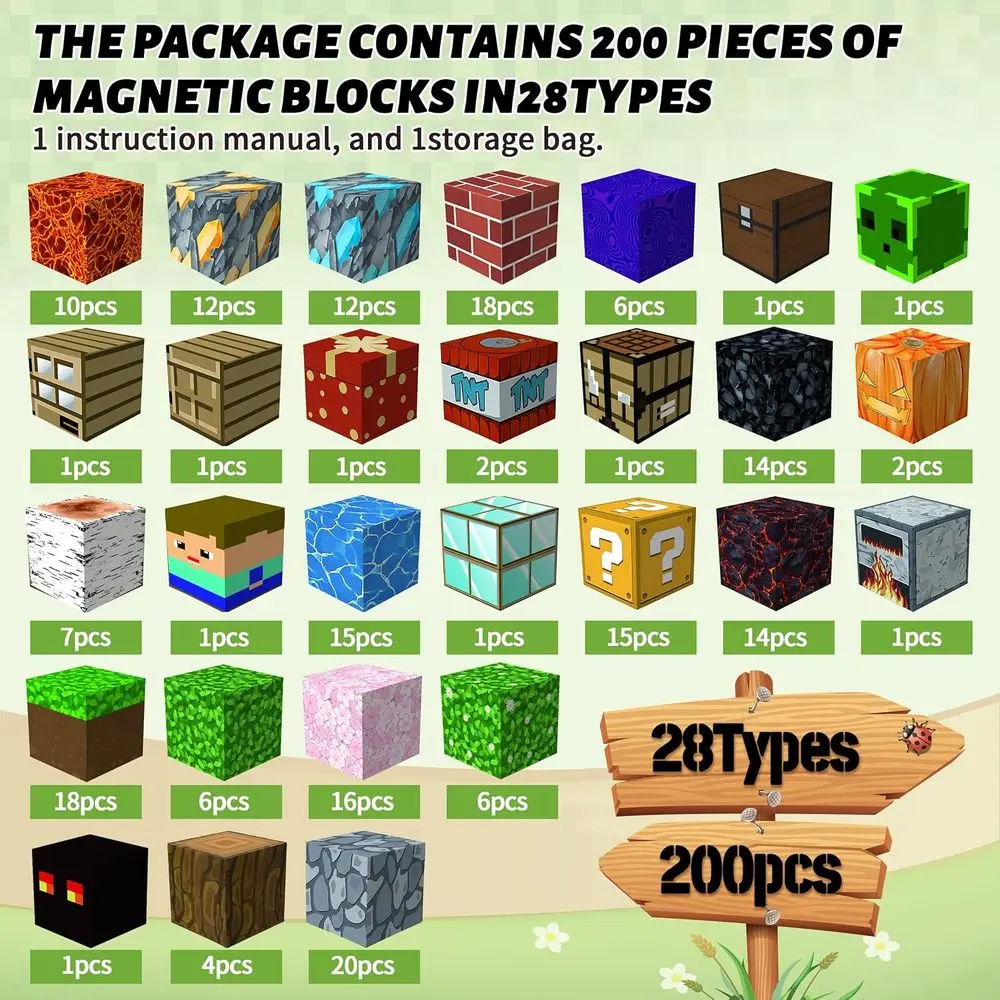 Magnetische Bausteine – 200-teiliges Set für Kinder ab 3 Jahren, 0,8 Würfel, STEM-Spielzeug für Kinder im Alter von 3–12 Jahren, ideal für die Entwicklung von Baukähigkeiten