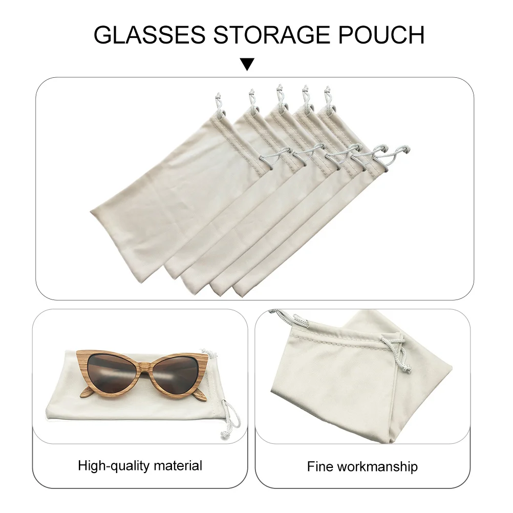 

Eyeglasses Drawstring Bag White Portable Sunglasses Case Pouch Storage Large Capacity Eyewear Dust Scratch Watch Cellphone
