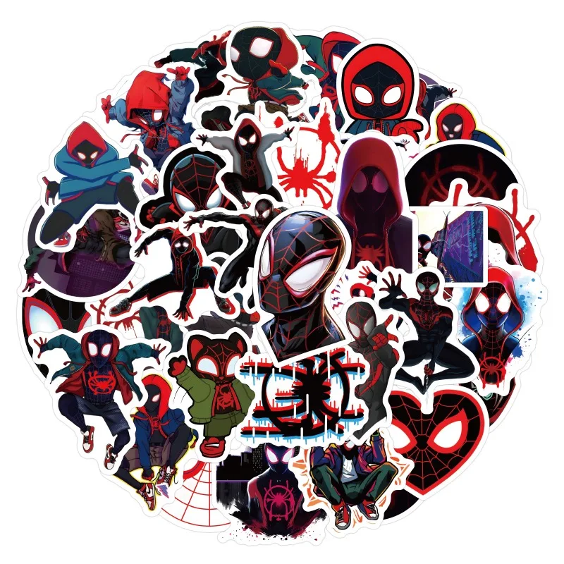 Pegatinas de grafiti de dibujos animados de Spider-Man, Miles Morales, Maleta, taza de agua, guitarra, coche, Scooter, pegatinas decorativas, 50 piezas, nuevo