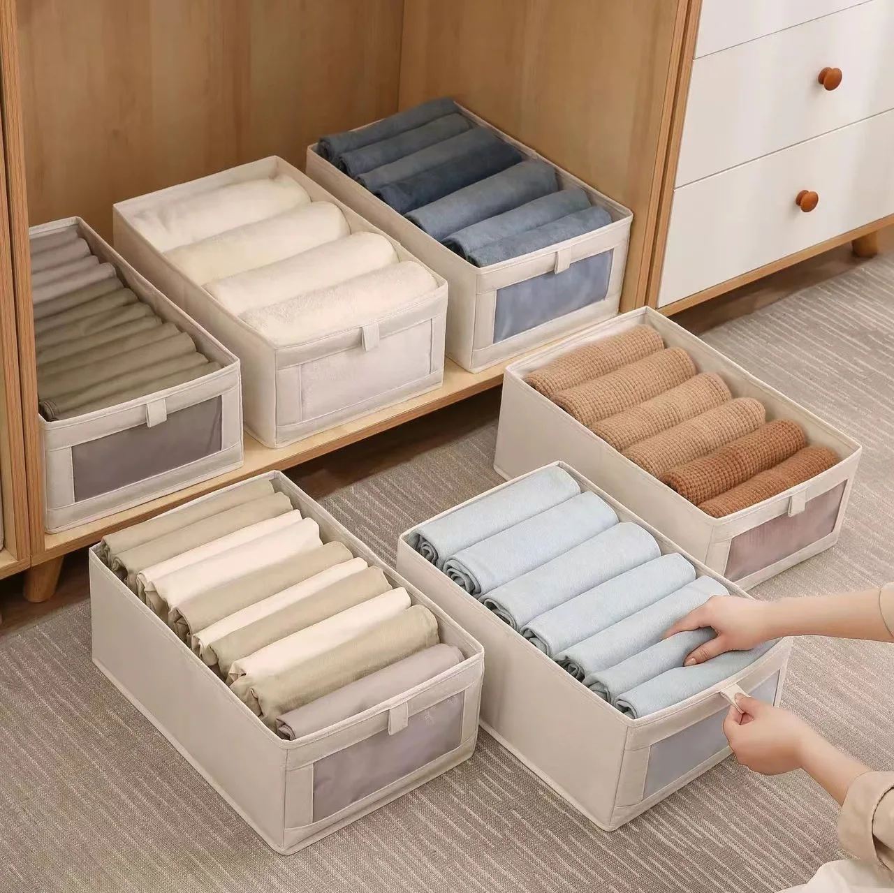1 Stück Haushalts-Aufbewahrungsbox Kleiderorganizer für Schränke und Schubladen Faltbare Stoffboxen für Schlafzimmer-Kleiderschrank-Organisation