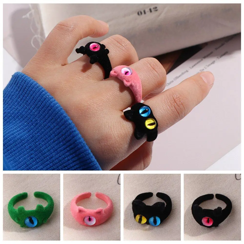 

Trendy Pile Coating Eyes Finger Ring Open Soft Cat Eye Ring Jewelry Y2K Joint Rings Overlay