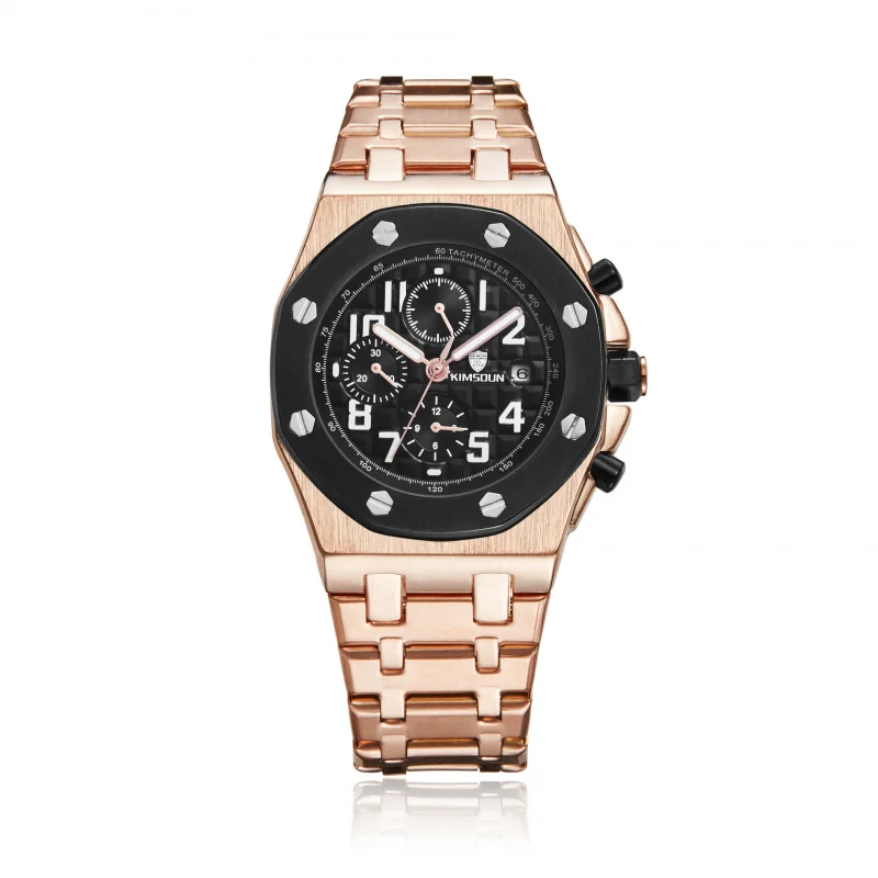 Men's Fashion Steel Belt Three-Eye Waterproof Multifunctional Automatic Mechanical Watch