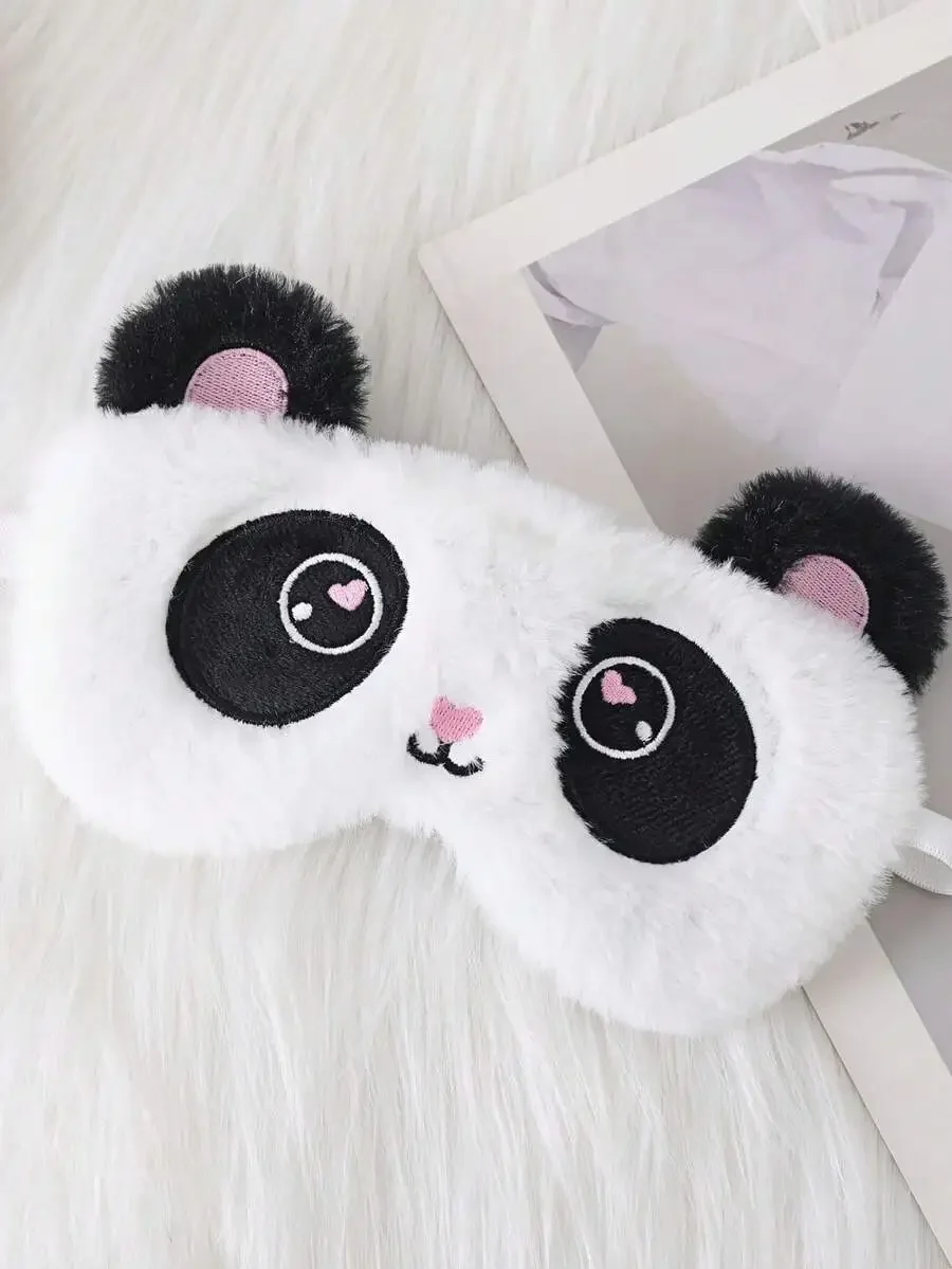 Fluffy Panda Plush Sleep Mask For Adults, Cute Animal Eye Cover For Travel Office Nap Meditation
