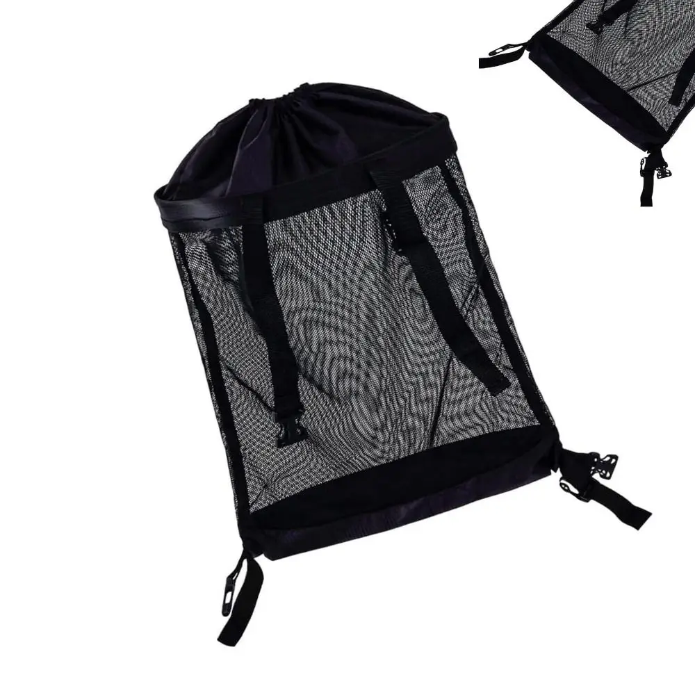 Mesh Bag Golf Cart Storage Bag Large Capacity Nylon Golf Ball Drawstring Pouch Cute Practical Black Golf Ball Container