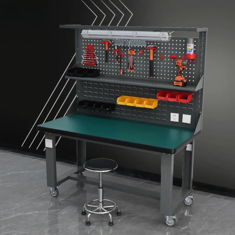 Heavy-Duty Anti-Static Metal Workbench With Drawers Wheels Industrial Tool Cabinet For Workshop Garage Use