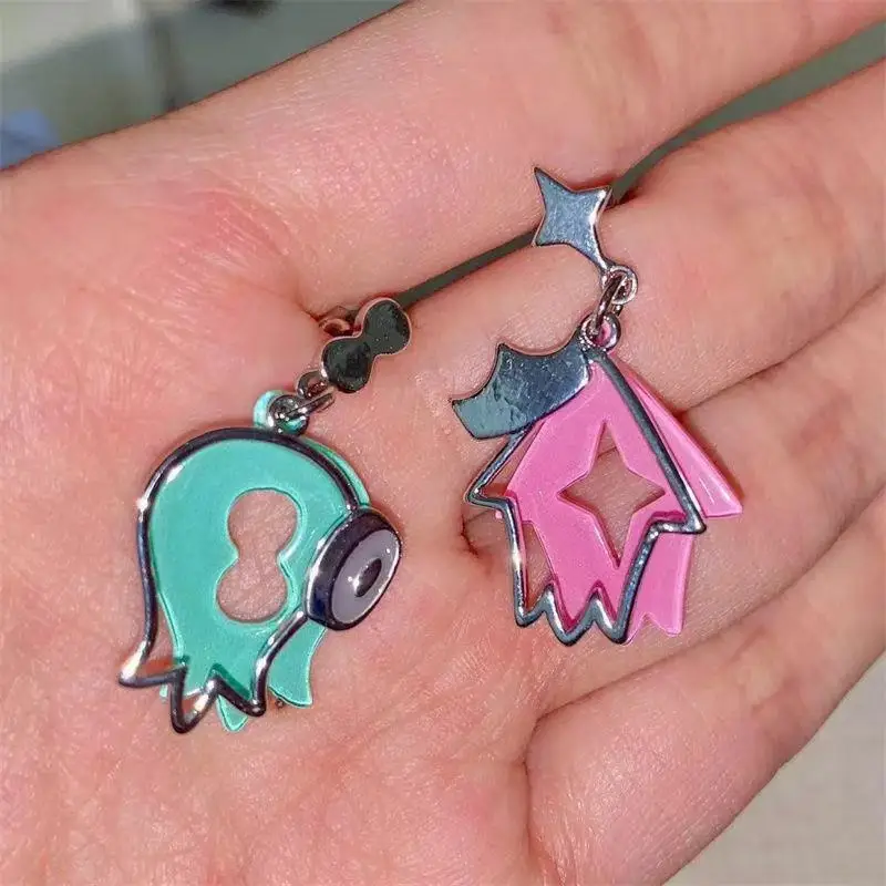 Personality Red/Green Acrylic Metal Earrings Anime Earrings for Men Women Jewelry Accessories Gifts