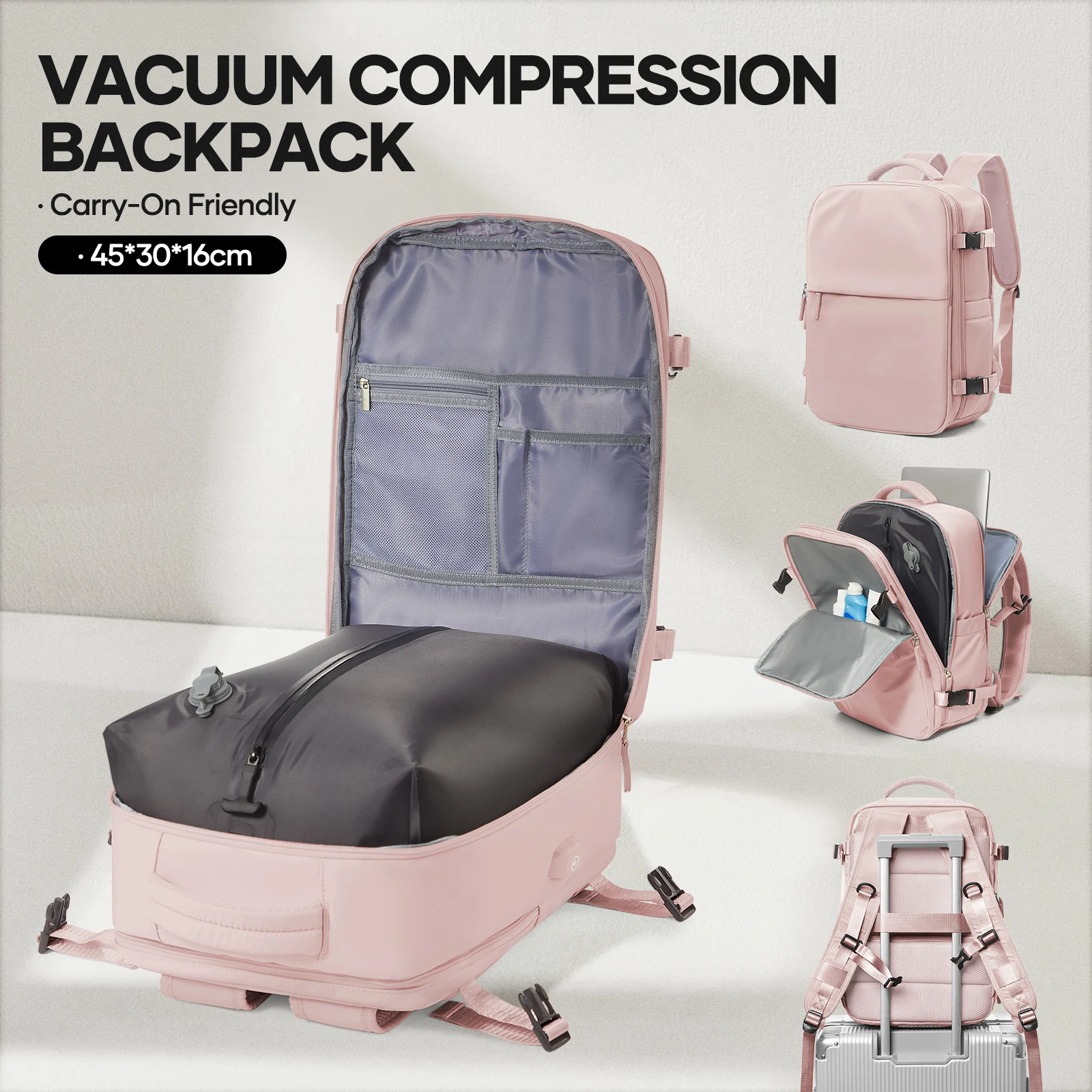 Air Vacuum Compressed Travel Backpack Suitable for Business Leisure Large Capacity, Electric Vacuum Compression, Laptop Backpack