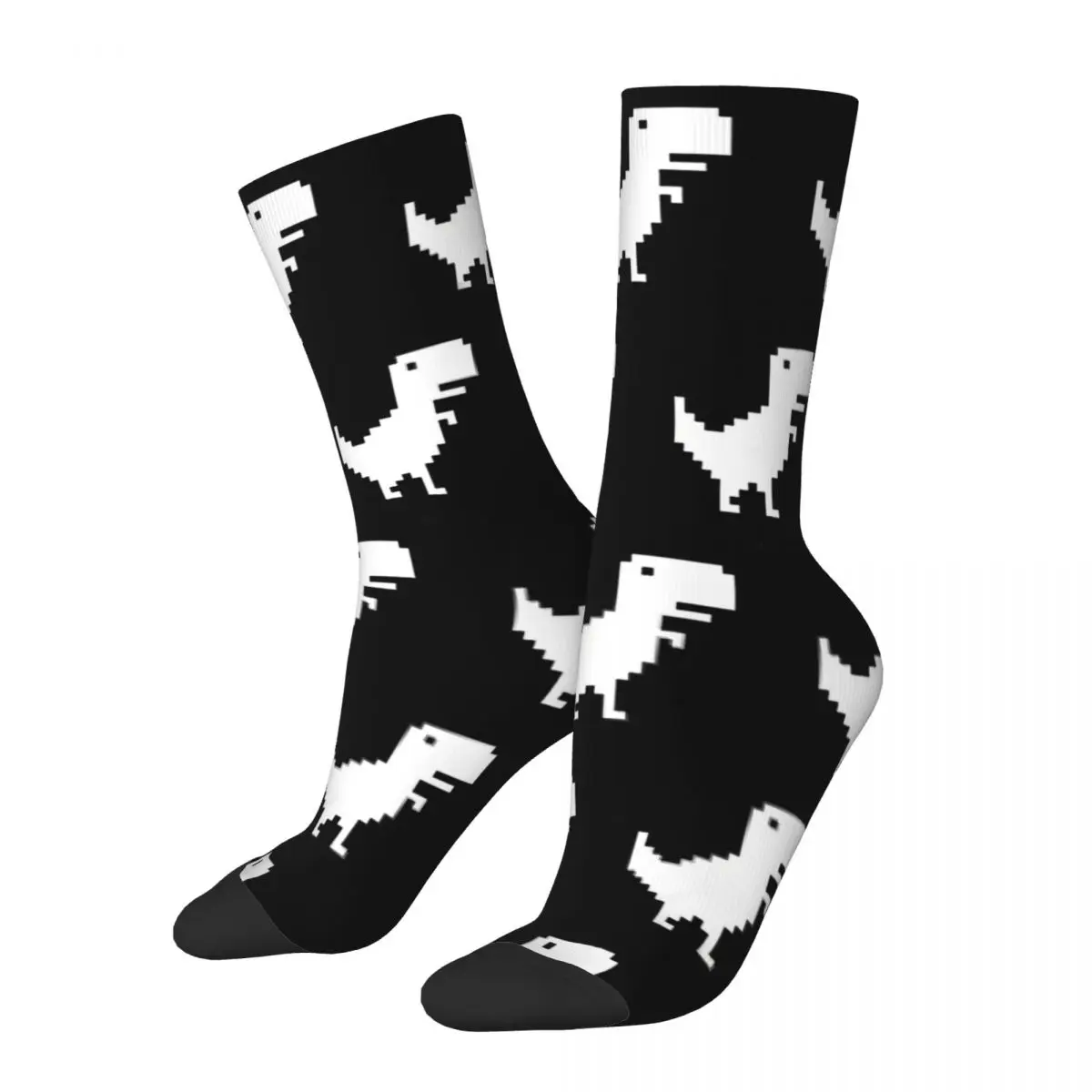 

Hip Hop Vintage 8-Bit Offline T-Rex Crazy Men's Socks Dinosaurs Unisex Harajuku Seamless Printed Funny Happy Crew Sock Boys Gift