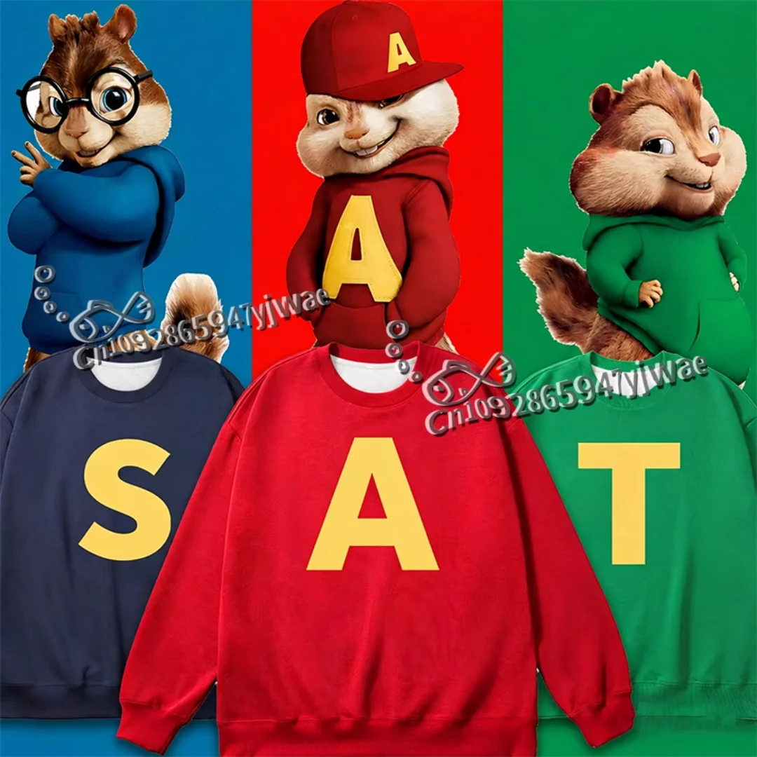 Alvin and The Chipmunks 2026Fashion Women Men's Sweatshirt Long Sleeve Round Collar Cosplay Costume For Best Friend Pullovers