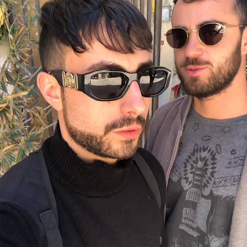 Kleine Polygon Quadratische Schwarze Sonnenbrille für Frauen Mode Marke Gradient Ins Heiße Sonnenbrille Männer Hip Hop Brillen UV400 – Detail 1