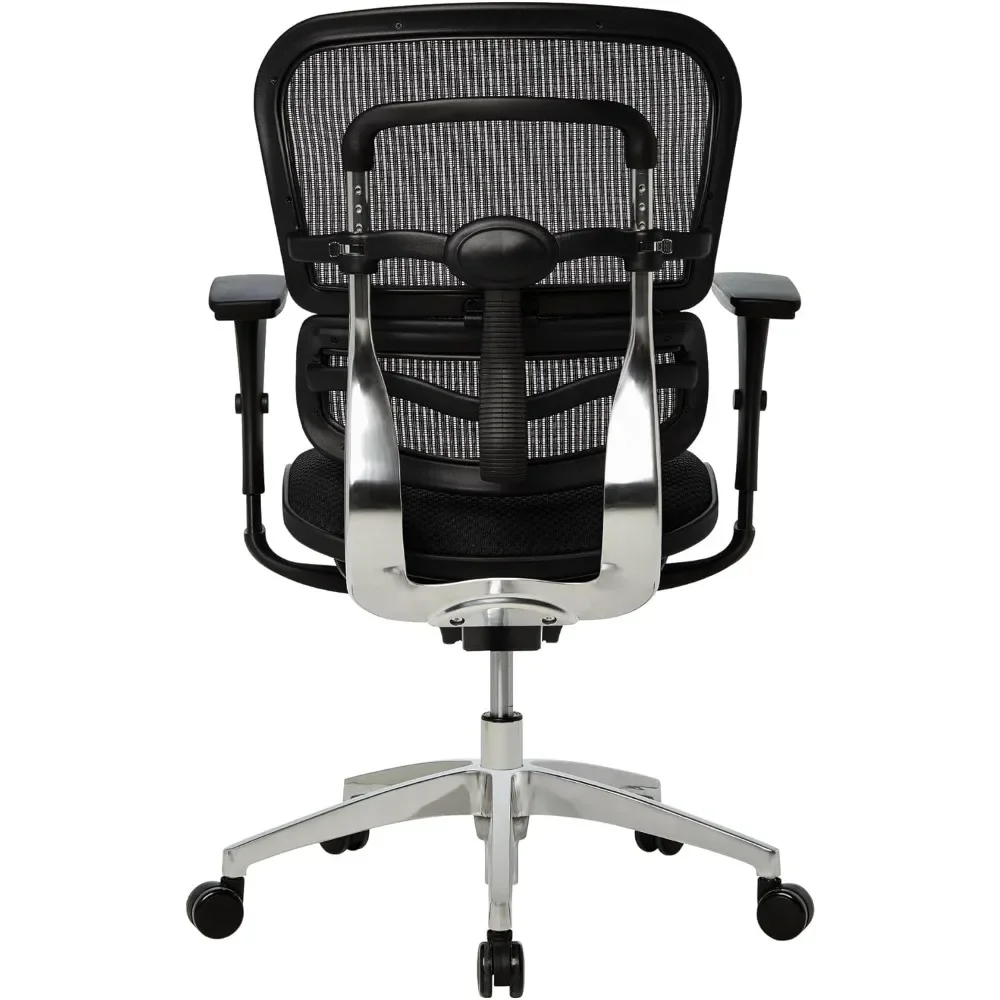 Ergonomischer Stuhl aus Mesh/Premium-Stoff der Serie 12000 mit mittlerer Rückenlehne, schwarz/schwarz, bifma-konform