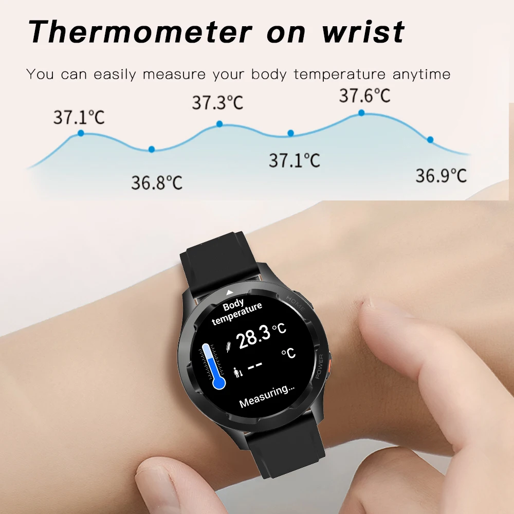 Smart Watch Men Blue Tooth Call NFC Voice Assistant Music Playing Temperature Heart Rate Blood Oxygen Testing Sports Smartwatch