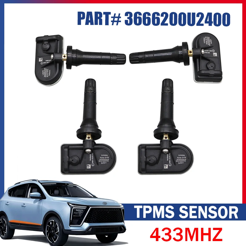 3666200U2400 Reifensensor 4 Stück für 2023 2024 2025 JAC SOL X6 QX Yaoyue A5 PLUS TPMS 433MHZ Reifendrucküberwachungssystem