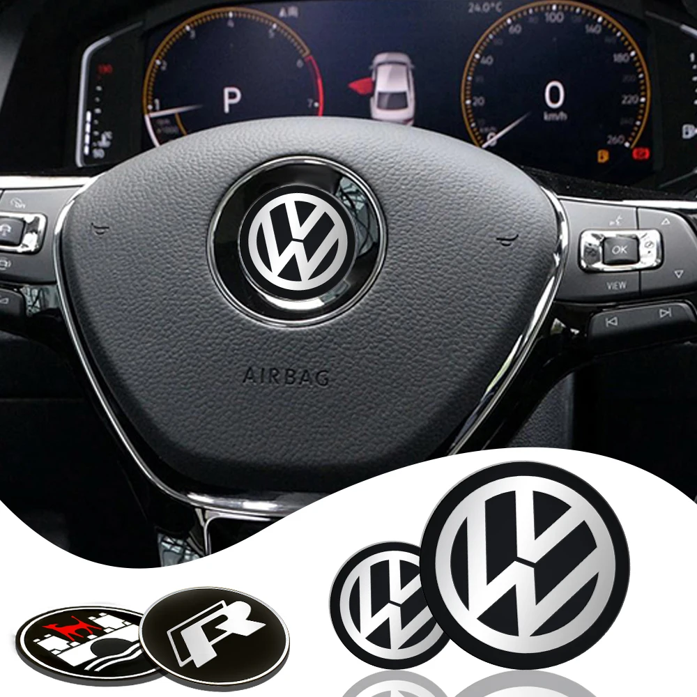 Car Interior Steering Wheel Decpration Cover Stickers Decoration Accessories For Volkswagen VW Golf Polo Tiguan Passat R GTI ABT