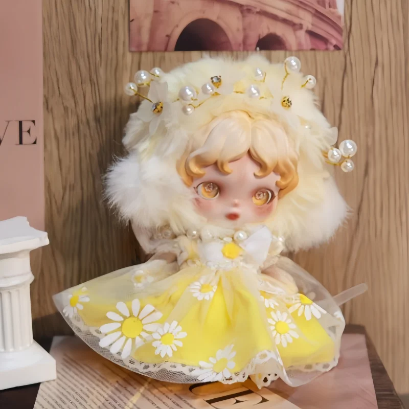 

Vinyl Face Doll For Sp Clothes Yellow Sunshine Little Daisy Chiffon Dress Pink Rose Butterflies Dreaming Dress Set Change Outfit