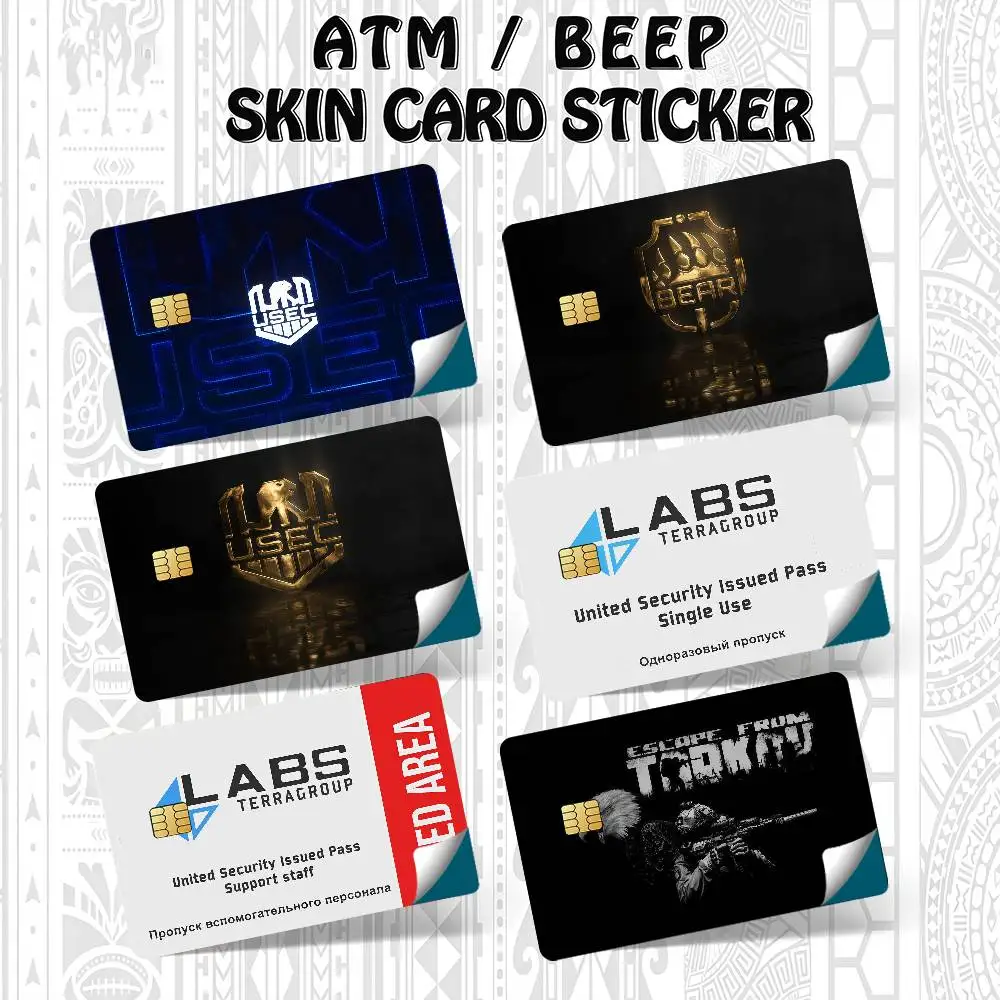 Game E-escapes From T-tarkovs Bank Credit Cards Bus Pass Stickers Cool Decoration Waterproof 4PCS Card