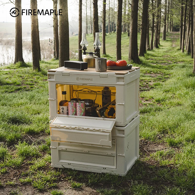Folding storage box opens large capacity 50L car trunk camping storage box on the outdoor side