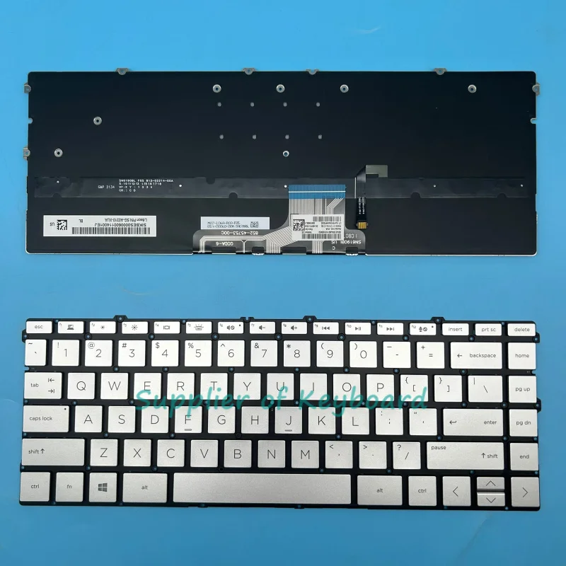 English Keyboard For HP Spectre 13-aw0003dx 13-aw0013dx 13-aw0020nr 13-aw0023dx 13-aw0270tu 13-aw0271tu Dark Blue/Silver Backlit