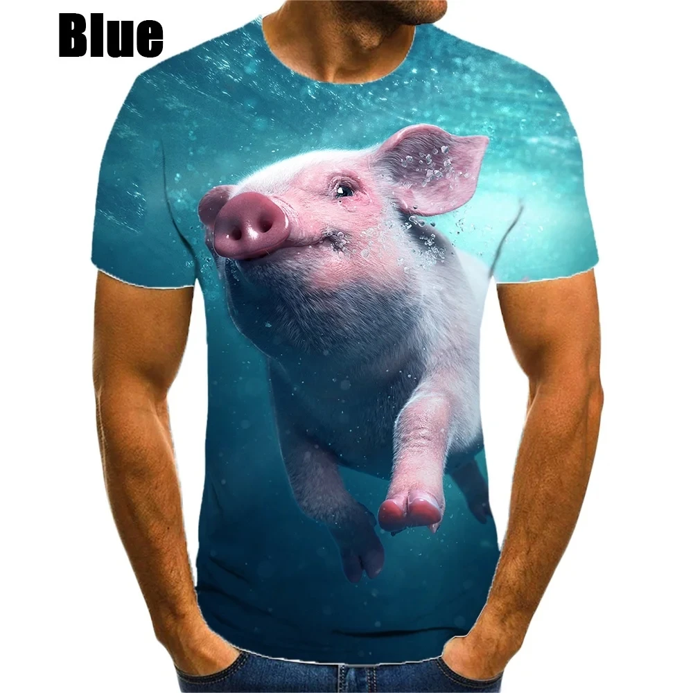 Nueva camiseta de cerdo con estampado 3D a la moda para hombre, pantalón corto informal de verano de manga corta con cuello redondo, camisa de talla grande para mayor comodidad