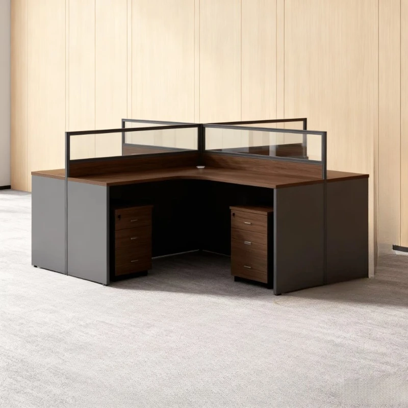 

Modern Desk Wooden Architecture File Drawer Storage Commercial Multi-Desk Workstation