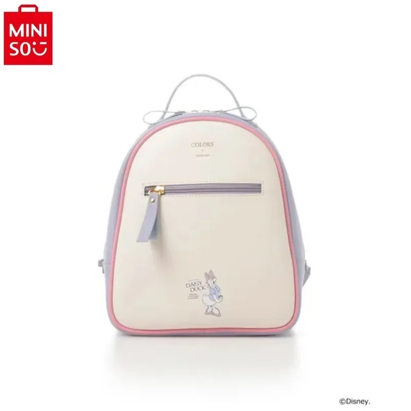 MINISO Disney Mickey Daisy ransel penyimpanan wanita, kapasitas besar merek mewah mode bercetak PU kualitas tinggi