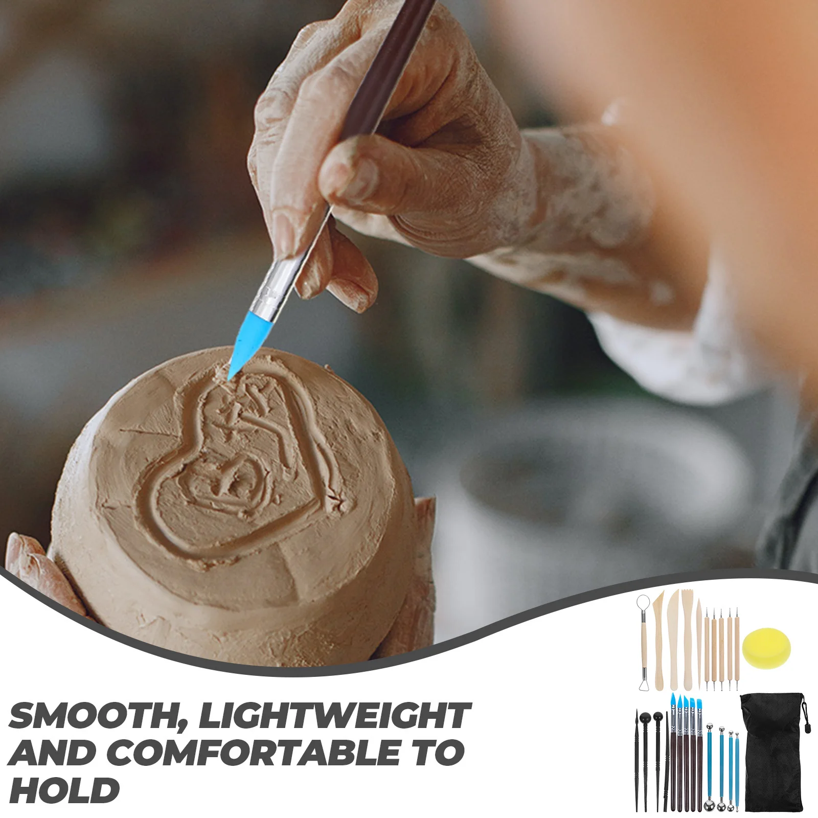 

1Set Multi-Function Clay Modeling Tools Set Durable Dotting Scraping Accessories for Beginners and Experts Modeling Clay Kit