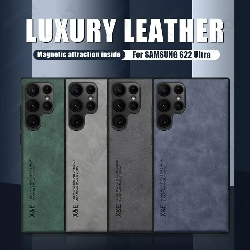 磁気シープスキンフォンカバー、Samsung Galaxy s22、s23、s24 ultra、s22 plus、s21、s23 fe、a55、a52s、a53、a35、a15、a54、5g用レザーケース