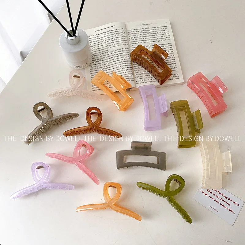 

Dowell Large Size Fashion Hair Clips Set Transparent Plastic Women's Hair Accessories
