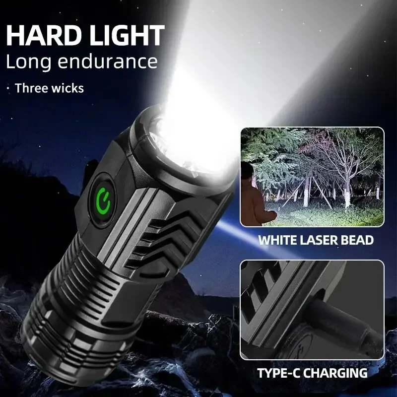 3LED Super Bright Flashlight Portable Mini Burst Flash Torch Rechargeable Outdoor Emergency Spotlight with Pen Clip Tail Magnet