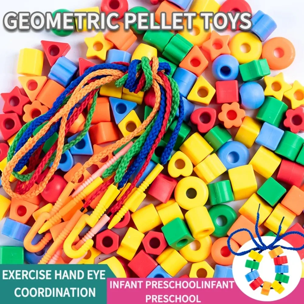 Children Beaded Diy Handmade Puzzle Wearing Beads Building Blocks Educational toys EarlyEducation Geometry Shape Bracelet Toy