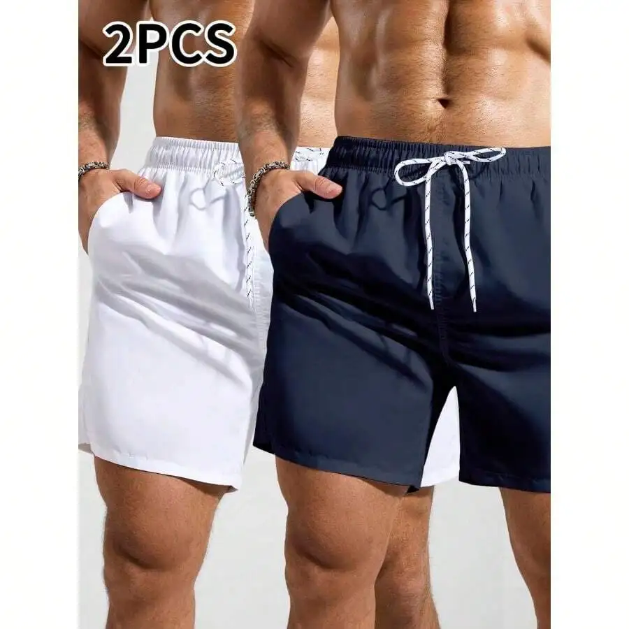 Mens Quick Dry Drawstring Beach Swim Shorts